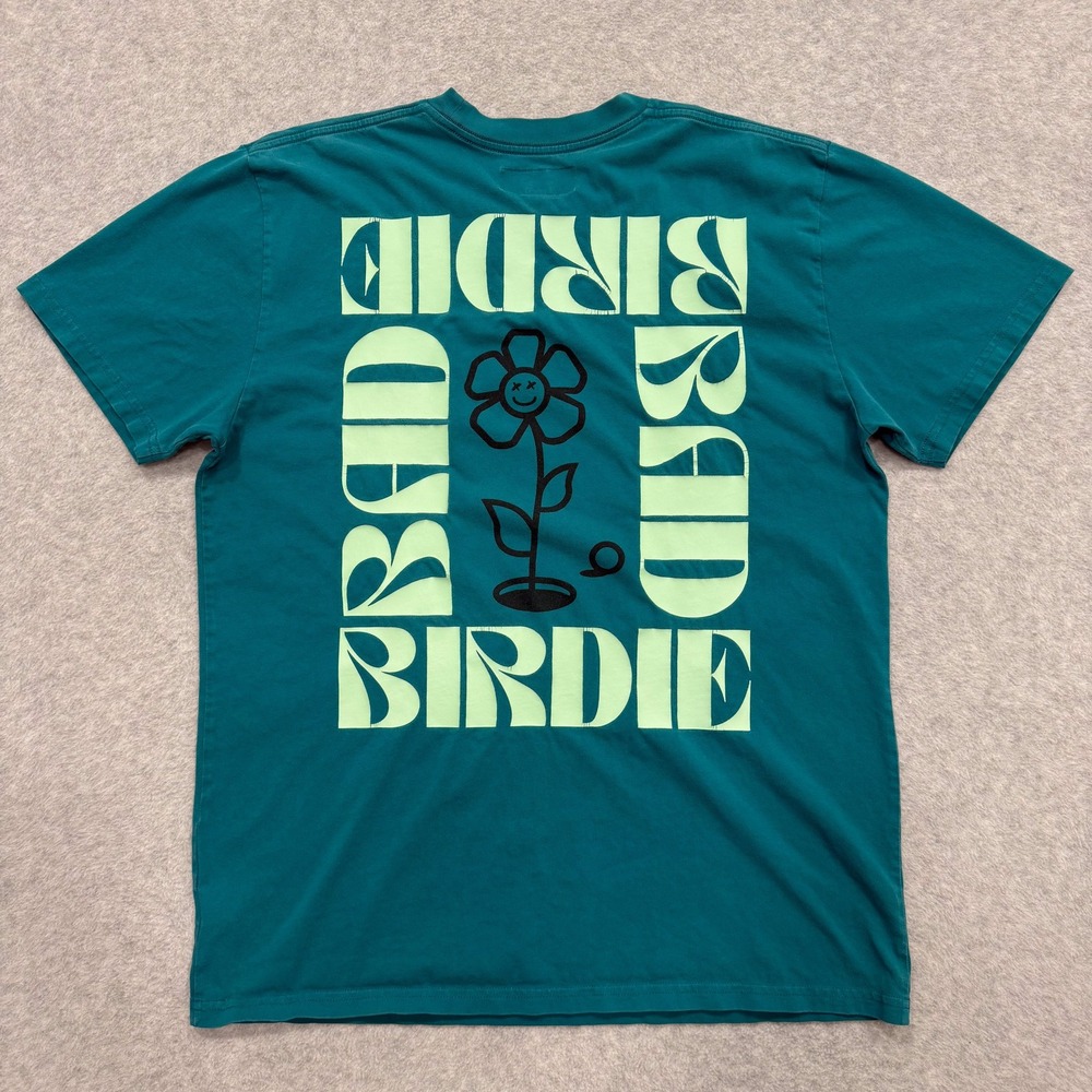Bad Birdie Shirt Mens L Green Festy Graphic Tee Crewneck Spell Out